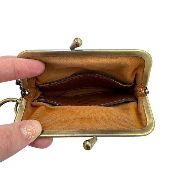 Patricia Nash Heritage Parisian Italian Leather Camo Kiss Lock Wallet Coin Purse - Picture 8 of 10